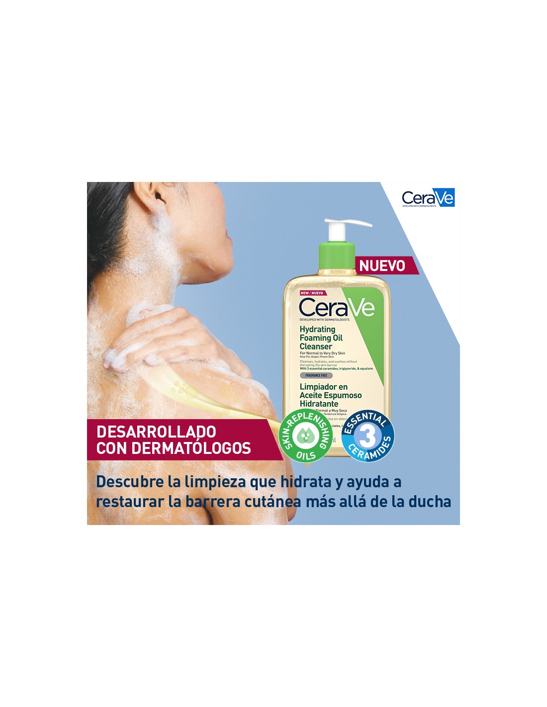 CERAVE LIMPIADOR ACEITE ESPUMOSO HIDRATANTE  473ml