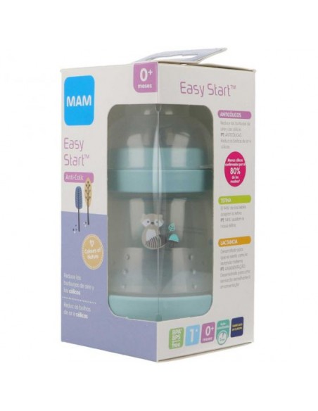 MAM BIBERÓN ANTICÓLICO EASY START +0 MESES LÍNEA MATE COLOR AZUL 160 ML - 1 unidad