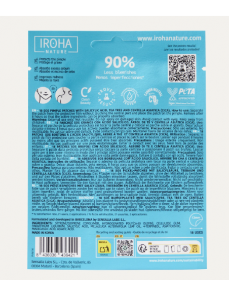 IROHA PARCHES SOS GRANOS CON ÁCIDO SALICÍLICO 18 unidades
