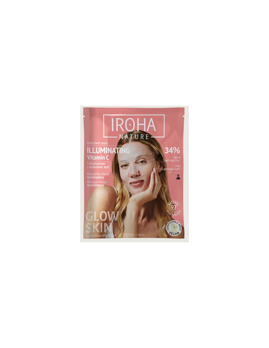 IROHA MASCARILLA FACIAL ILUMINADORA CON VITAMINA C, ÁCIDO HIALURÓNICO Y NIACINAMIDA 1unidad