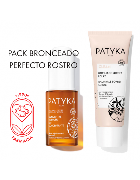 PACK BRONCEADO PERFECTO ROSTRO-Concentrado de sol sérum Patyka + Exfoliante sorbete iluminador Patyka
