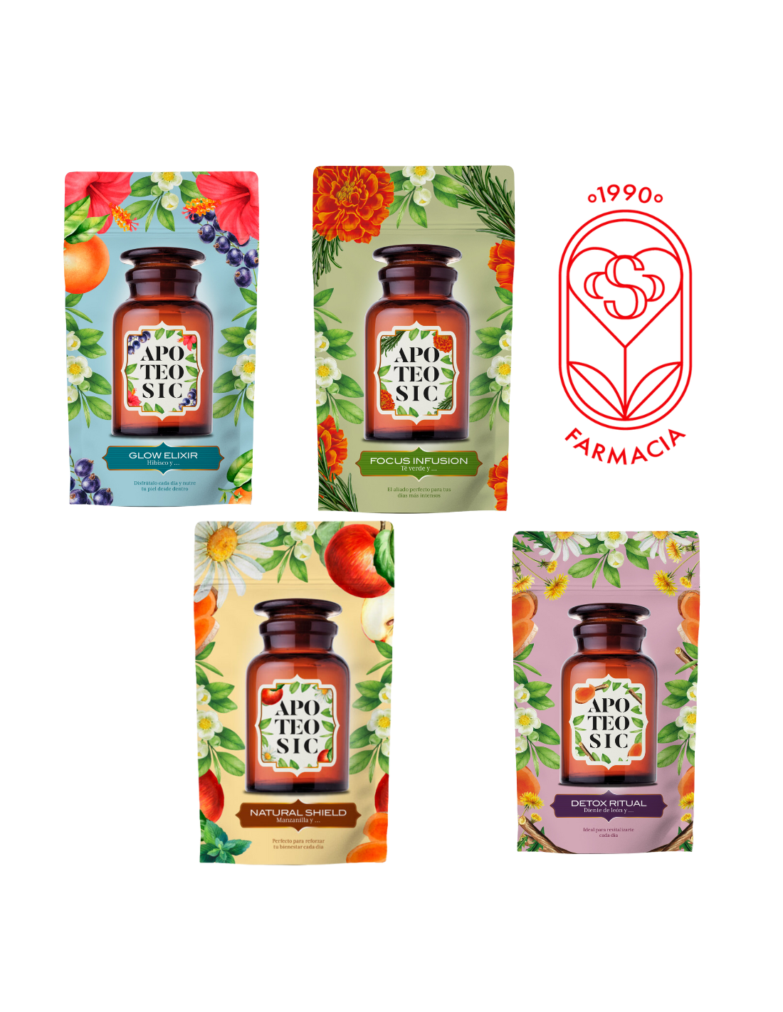 APOTEOSIC PACK 4 INFUSIONES- GLOW ELIXIR, FOCUS, DETOX...