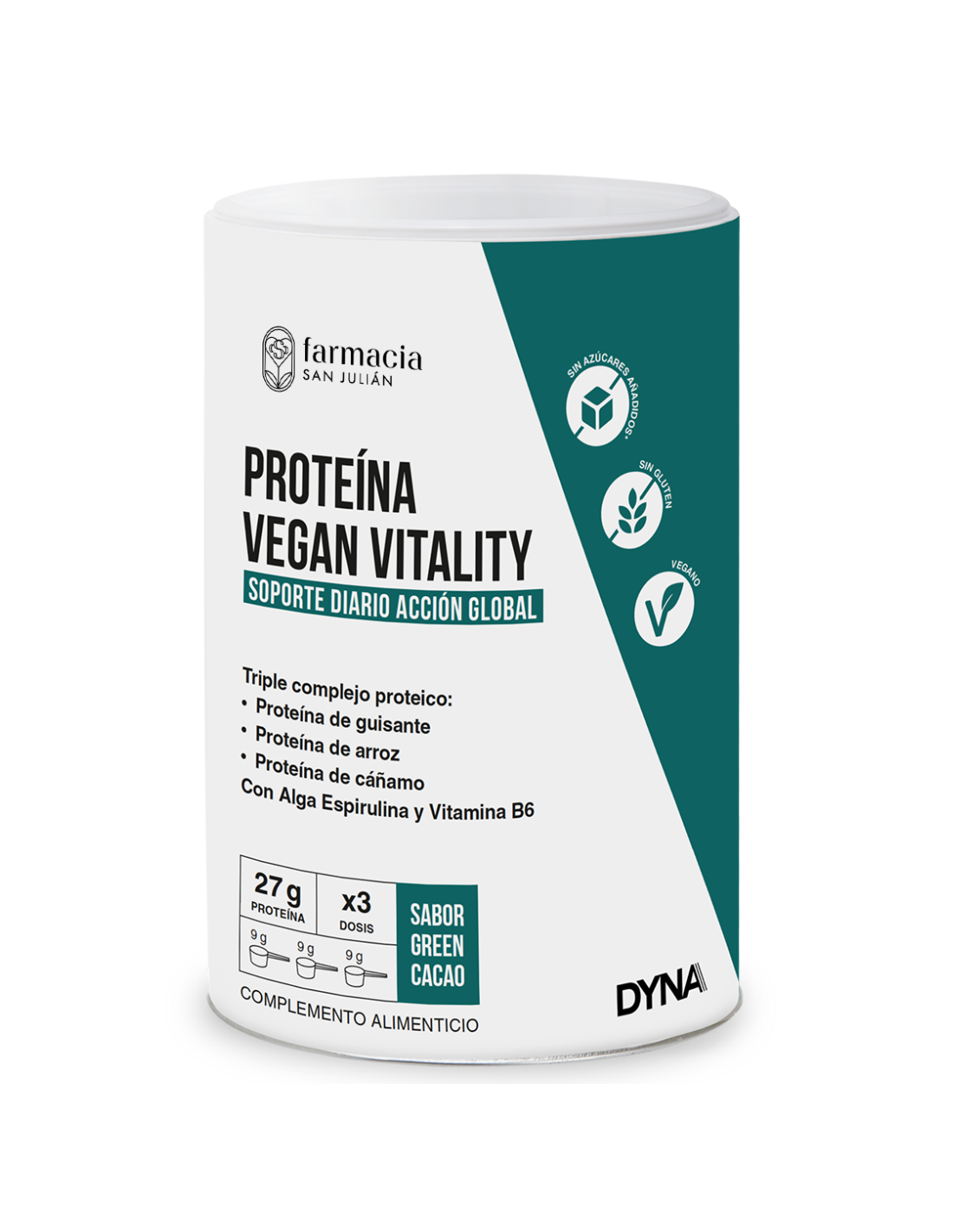DYNA PROTEINA VEGAN VITALITY SABOR GREEN CACAO 260 GRAMOS