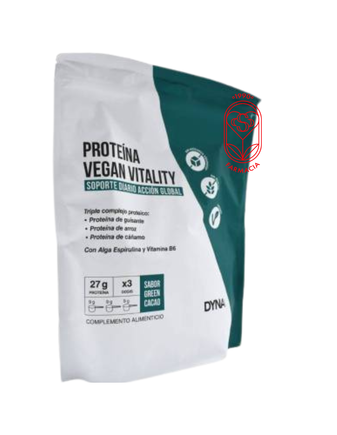 DYNA PROTEINA VEGAN VITALITY SABOR GREEN CACAO 500 GRAMOS