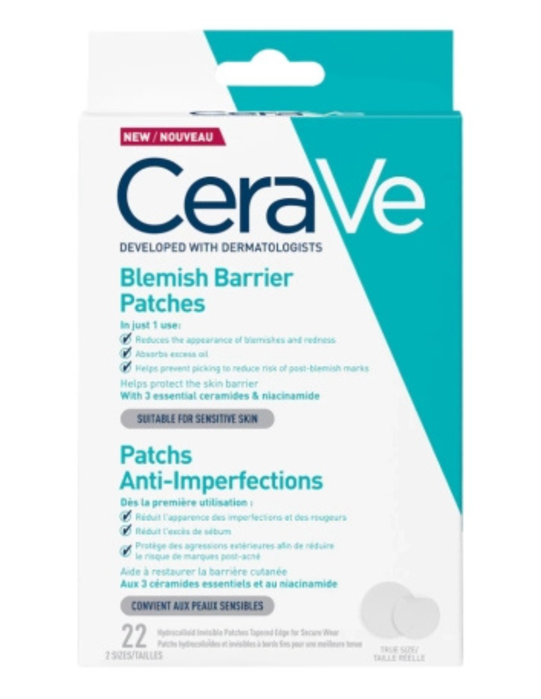 CERAVE PARCHES CONTROL IMPERFECCIONES 22 UNIDADES