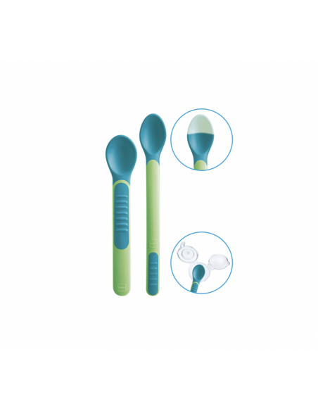 MAM FEEDING SPOONS AND COVER CUBIERTOS INFANTILES VERDE- 2 cucharas