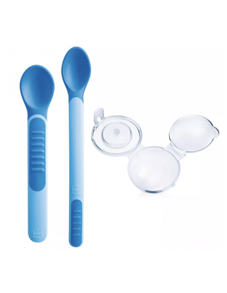 MAM FEEDING SPOONS AND COVER CUBIERTOS INFANTILES AZUL- 2 cucharas