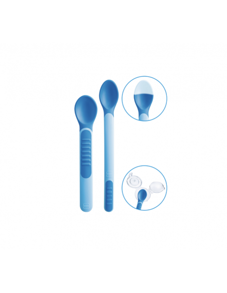 MAM FEEDING SPOONS AND COVER CUBIERTOS INFANTILES AZUL- 2 cucharas