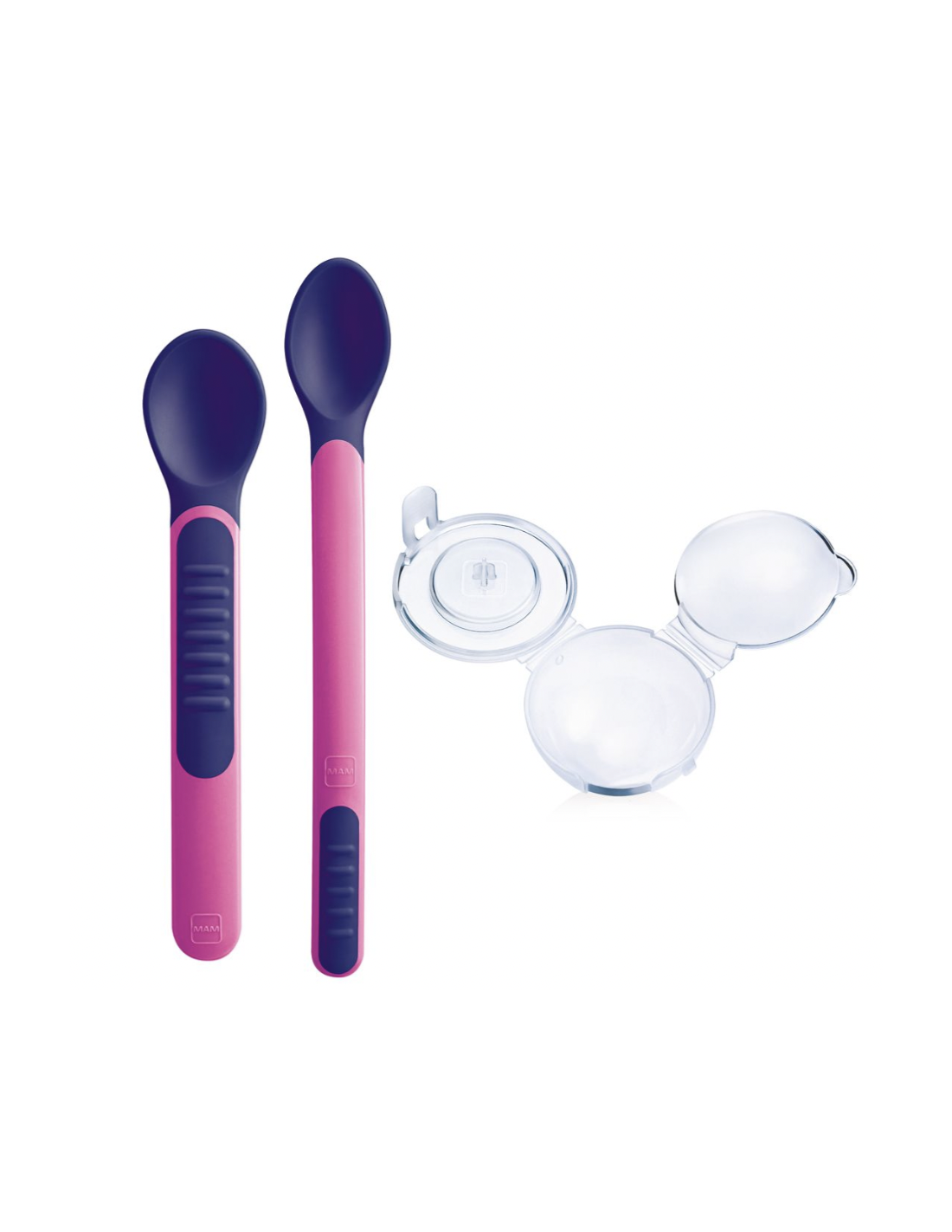 MAM FEEDING SPOONS AND COVER CUBIERTOS INFANTILES ROSA- 2 cucharas