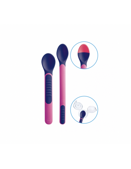 MAM FEEDING SPOONS AND COVER CUBIERTOS INFANTILES ROSA- 2 cucharas