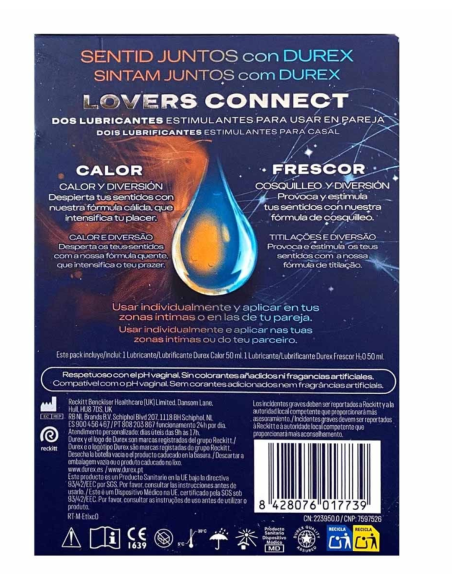 DUREX LOVERS CONNECT LUBRICANTES ESTIMULANTES 50mlx2