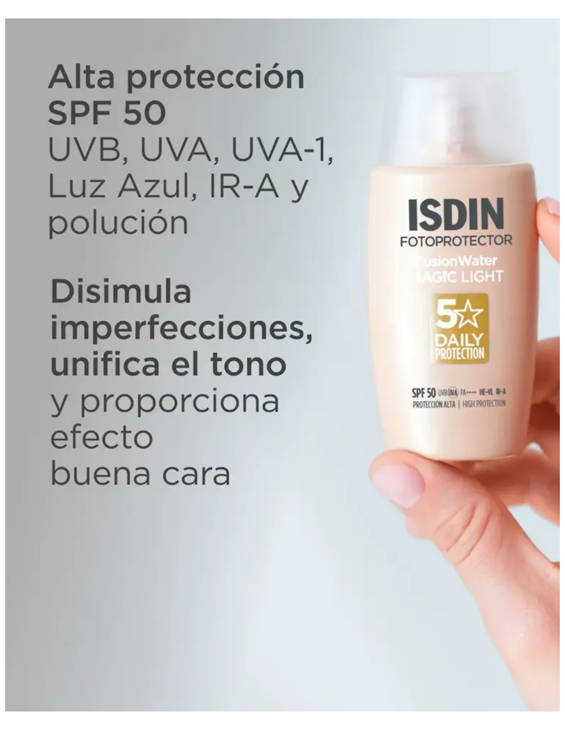 ISDIN FUSION WATER MAGIC COLOR TONO LIGHT SPF 50-  50 mL 2