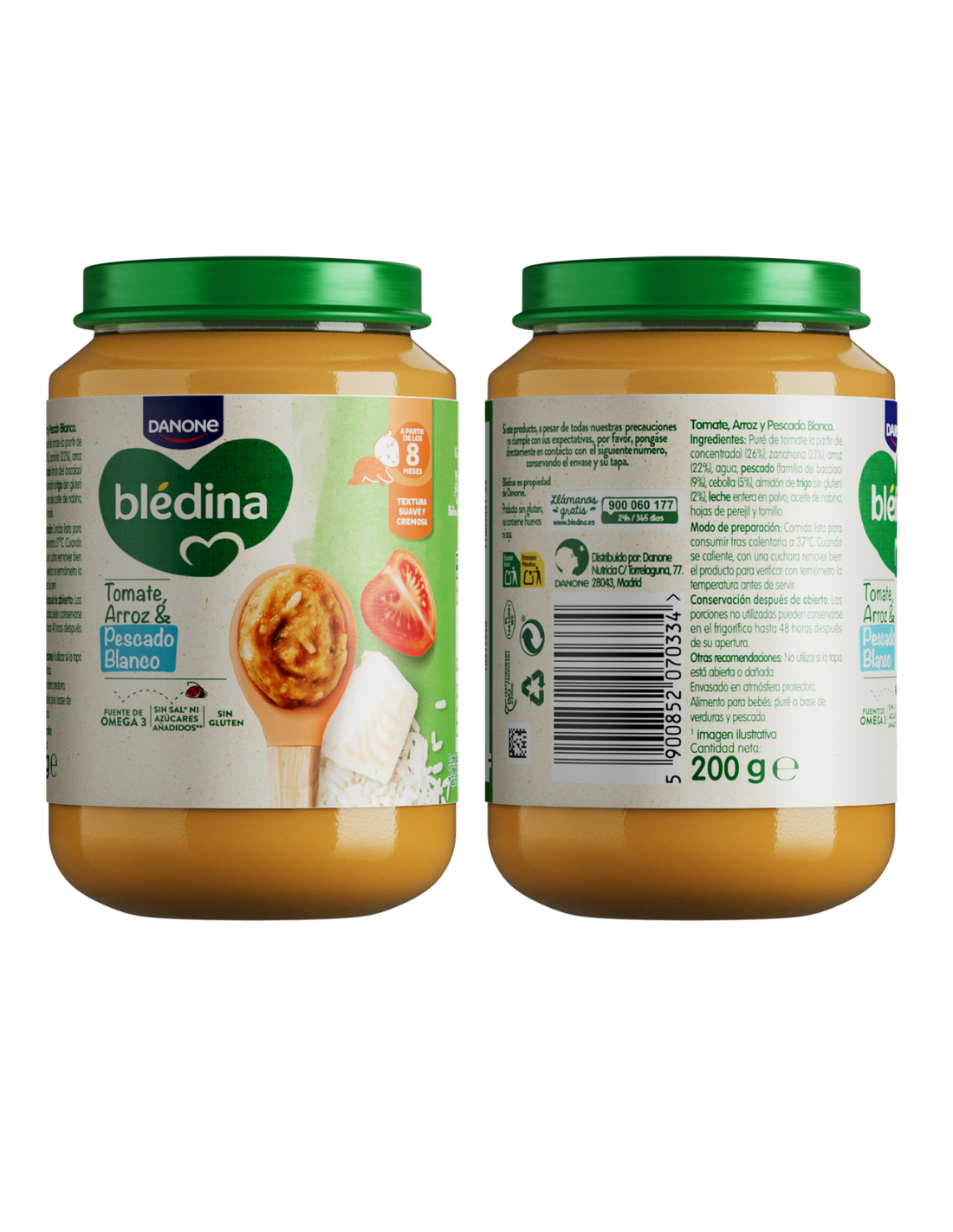 BLEDINA TARRITO DE TOMATE, ARROZ Y PESCADO BLANCO +8...