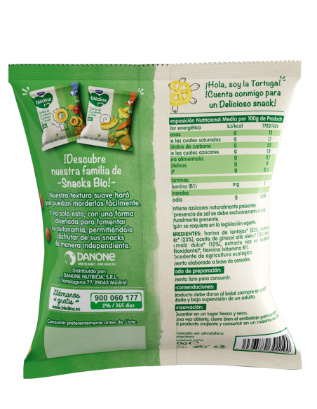 BLEDINA SNACK FLORES DE LENTEJAS Y MAIZ +10 meses 100 gramos