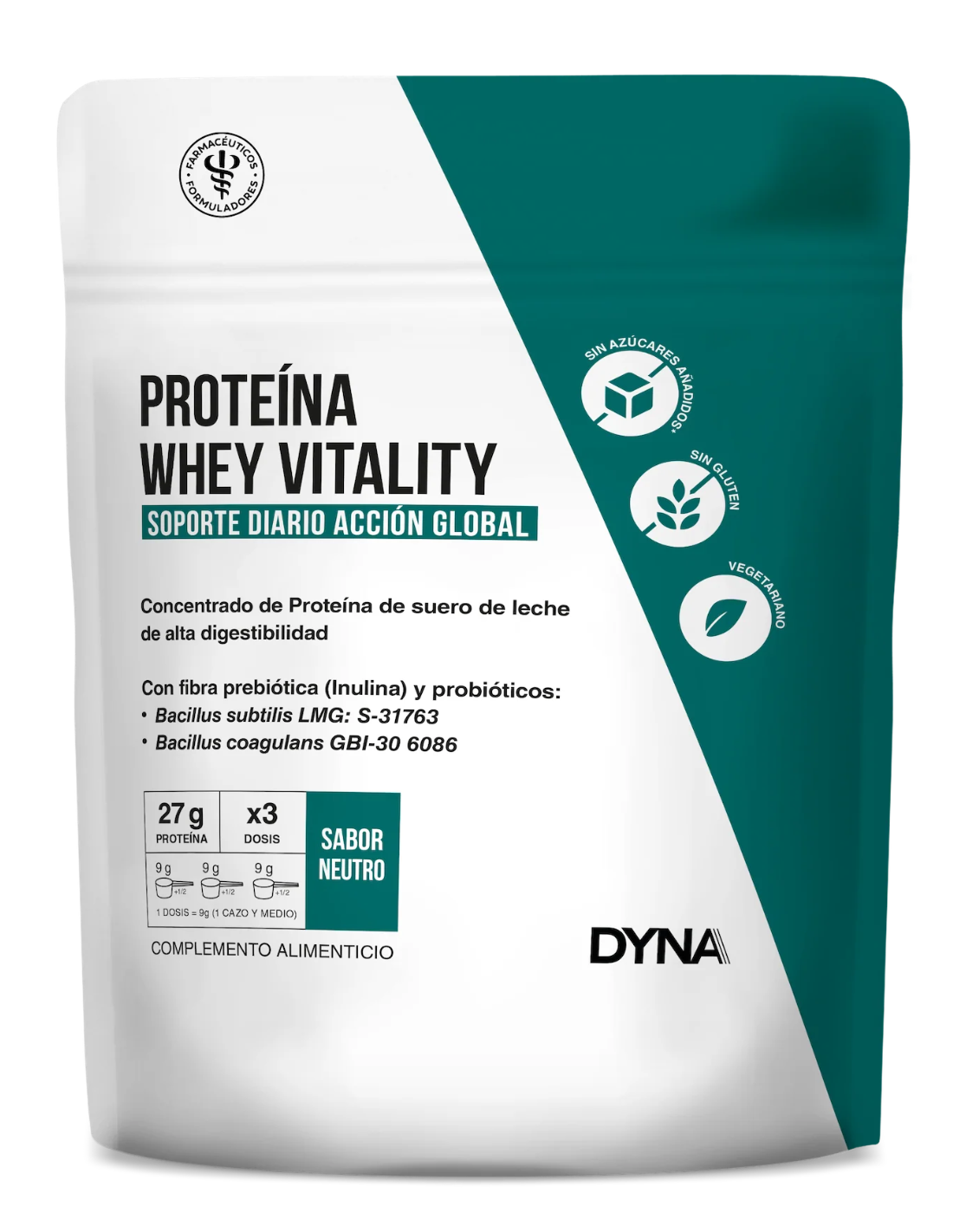 DYNA PROTEÍNA WHEY VITALITY SABOR NEUTRO 500 gramos