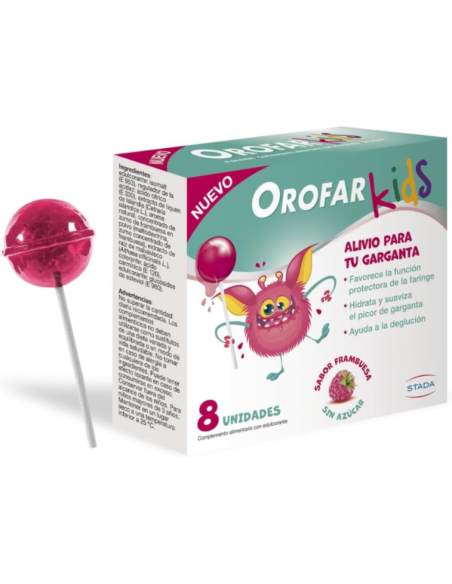 STADA OROFAR KIDS  8 PIRULETAS SABOR FRAMBUESA