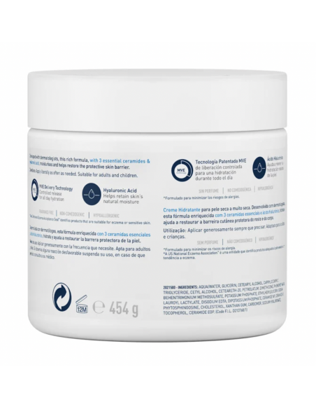 CERAVE CREMA HIDRATANTE PIEL SECA (TARRO)  454 gramos