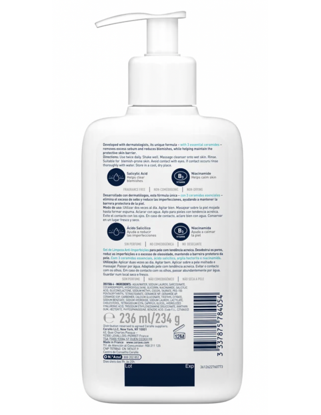 CERAVE LIMPIADOR CONTROL IMPERFECCIONES BLEMISH  236ml 2