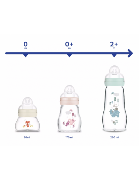 MAM BIBERON CRISTAL FEEL GOOD +0 MESES 1 UNIDAD ROSA 170 ML - 1 unidad