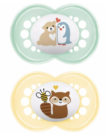 MAM CHUPETE SILICONA ORIGINAL + 6 MESES LÍNEA MATE COLOR NEUTRO PACK DOBLE - 2 unidades