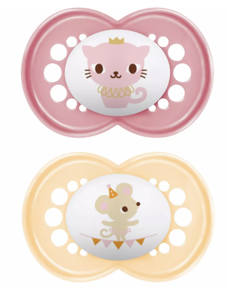 MAM CHUPETE SILICONA ORIGINAL + 6 MESES LÍNEA MATE COLOR ROSA PACK DOBLE - 2 unidades