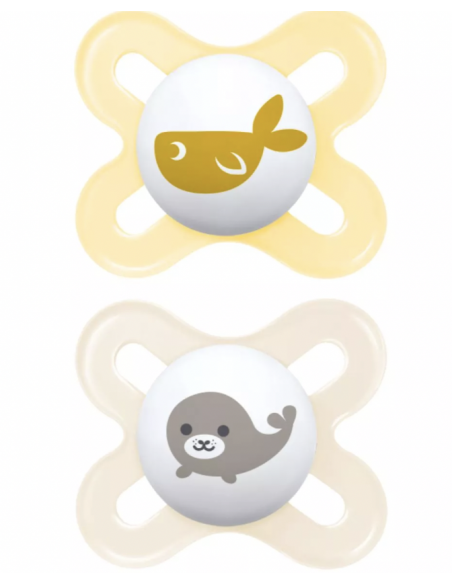 MAM CHUPETE SILICONA ORIGINAL 0-6 M PACK DOBLE COLORES NEUTROS - 2 unidades